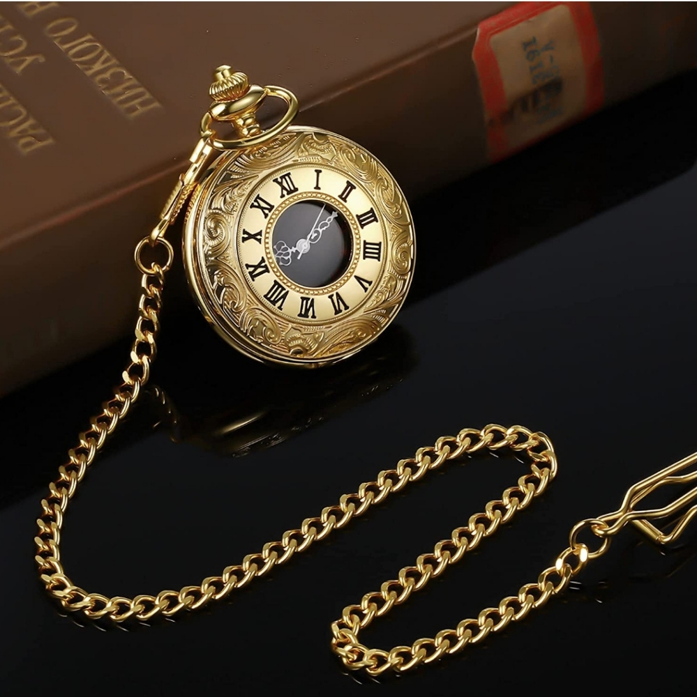 Beautiful new Roman numeral pocket watch.  Silver available